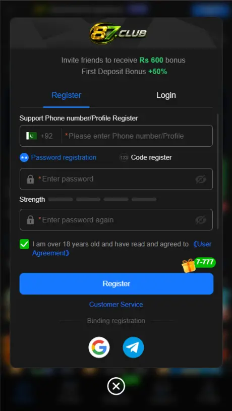 87 Club Game Login